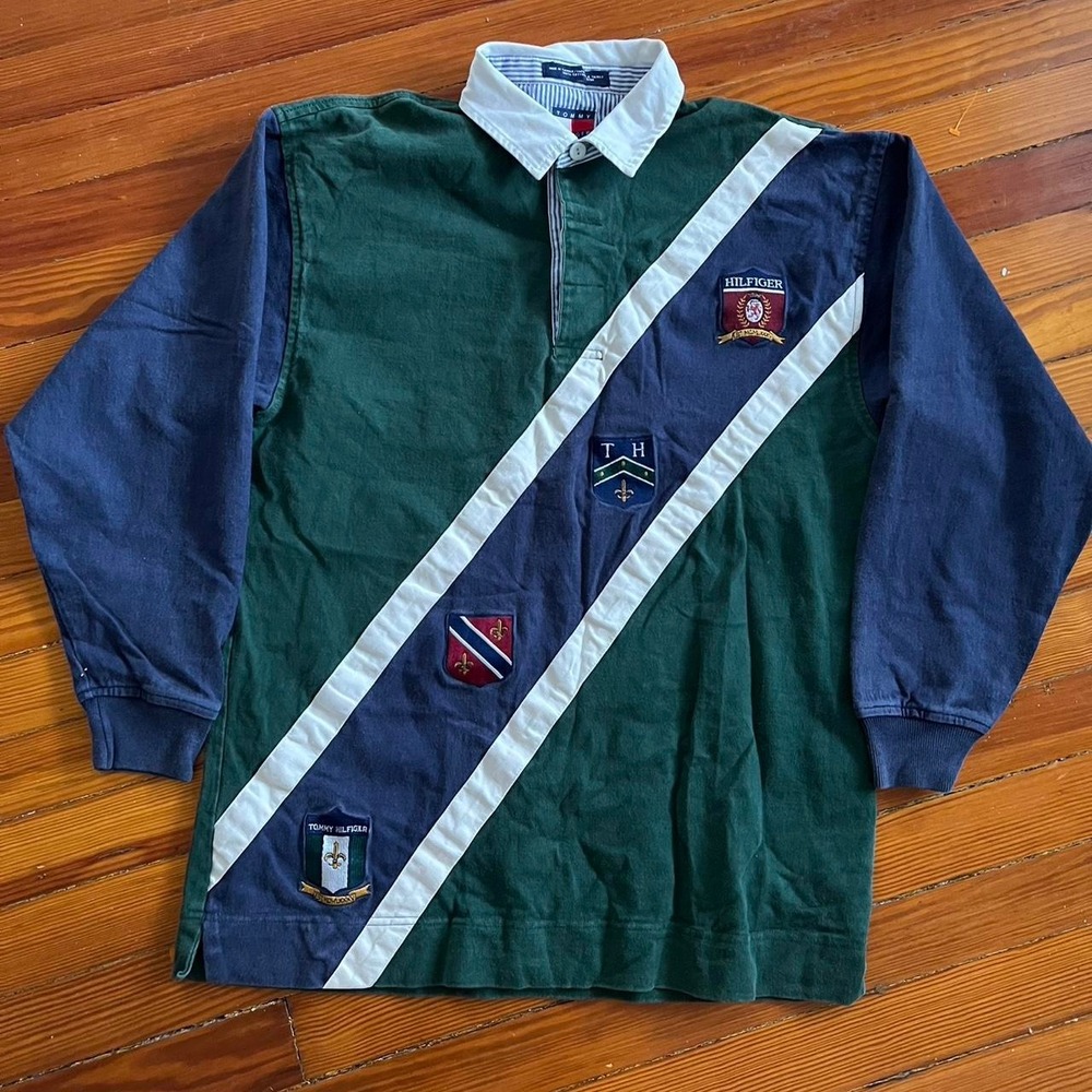 1990s Tommy Hilfiger Rugby Polo Shirt size M